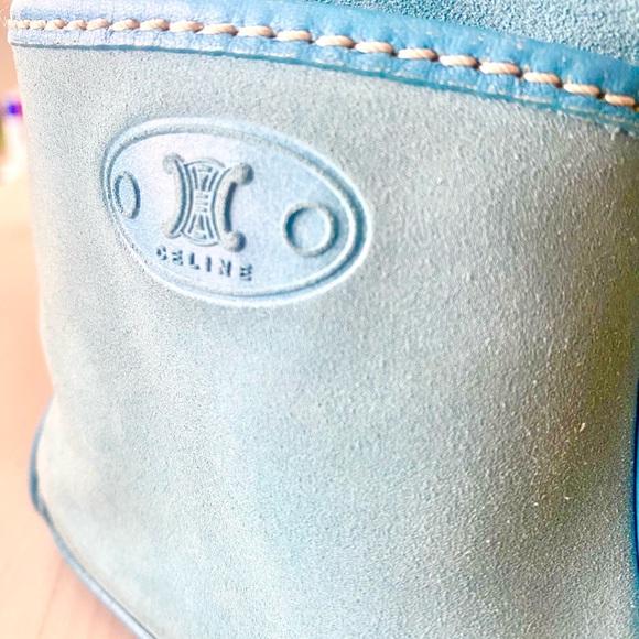 Celine,leather and suede Tiffany/robinsegg blue Boogie bag/tote/crossbody.$2700. - Picture 5 of 12